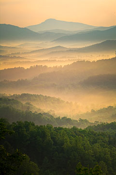 Painterly Blue Ridge Mountains. North Carolina.